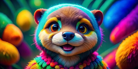 Playful otter mascot character in vibrant colors, perfect for children's events and educational themes