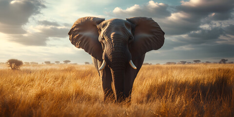 Obraz premium Majestic elephant in vast savannah