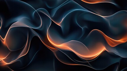 Obraz premium Abstract flowing dark forms with subtle glowing lines cutting through the shadows.