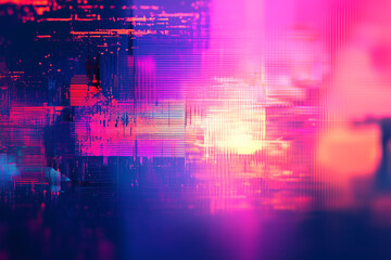 Obraz premium High-Tech Abstract Background with Digital Glitch Effects for Futuristic Cyber Aesthetic