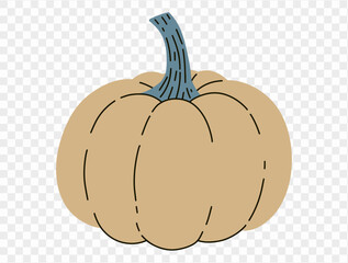 Pumpkin hand draw style isolated on png or transparent texture,Halloween party background ,element template for poster, brochures, online advertising, vector illustration 