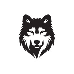 wolf head silhouette, Stylized silhouette icons of a wolf face on a white background, depicted in vector format