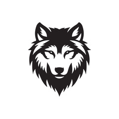 wolf head silhouette, Stylized silhouette icons of a wolf face on a white background, depicted in vector format