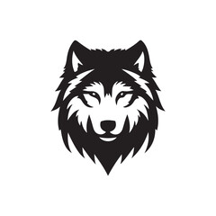 wolf head silhouette, Stylized silhouette icons of a wolf face on a white background, depicted in vector format