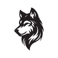 wolf head silhouette, Stylized silhouette icons of a wolf face on a white background, depicted in vector format