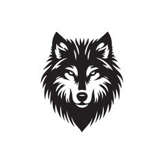 wolf head silhouette, Stylized silhouette icons of a wolf face on a white background, depicted in vector format