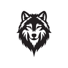 wolf head silhouette, Stylized silhouette icons of a wolf face on a white background, depicted in vector format
