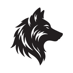 wolf head silhouette, Stylized silhouette icons of a wolf face on a white background, depicted in vector format