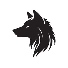 wolf head silhouette, Stylized silhouette icons of a wolf face on a white background, depicted in vector format