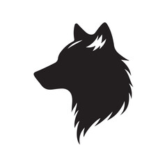 Naklejka premium wolf head silhouette, Stylized silhouette icons of a wolf face on a white background, depicted in vector format