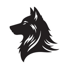 wolf head silhouette, Stylized silhouette icons of a wolf face on a white background, depicted in vector format