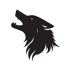 wolf head silhouette, Stylized silhouette icons of a wolf face on a white background, depicted in vector format © Never Look Back