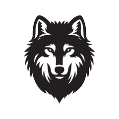 wolf head silhouette, Stylized silhouette icons of a wolf face on a white background, depicted in vector format