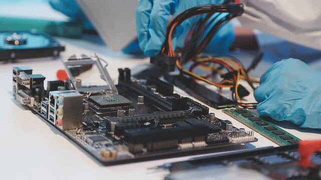 Electronics technician, electronic engineering electronic repair, electronics measuring and testing, repair and maintenance concepts.