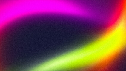 Abstract grainy gradient background purple green red black glowing color wave dark backdrop noise texture banner poster header design