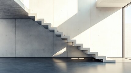 Obraz premium Sleek metal staircase with clean lines and a minimalist industrial design.