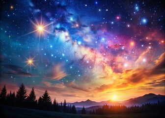 Fototapeta premium Stunning Night Sky Overlay Featuring Starry Background and Celestial Elements for Creative Projects