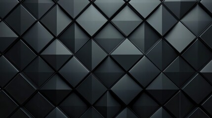 Obraz premium 3D black diamond pattern forming an abstract wallpaper on a sleek dark background, creating a modern aesthetic.