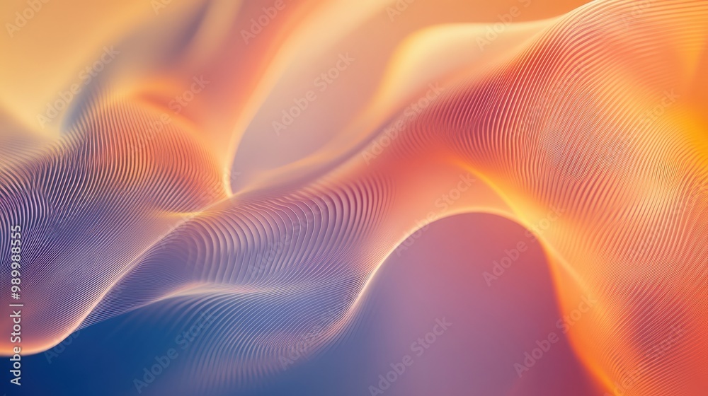 Poster soft, flowing abstract lines creating a sense of movement and depth on a gradient background.