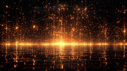 Fototapeta premium Abstract Golden Lights Background Sparkling Glittering Particles and Rays