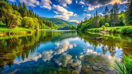 Tranquil Fishing Backgrounds Featuring Serene Waters, Lush Landscapes, and Peaceful Nature Scenes