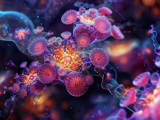 Obraz premium Abstract Cosmic Art: Glowing Fractal Shapes