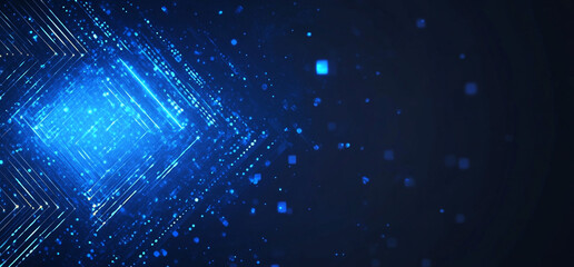 Obraz premium abstract blue arrow background featuring digital grid, creating sense of depth and movement. design evokes modern, technological feel