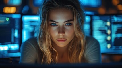 Close-up Portrait of a Woman Looking at the Camera