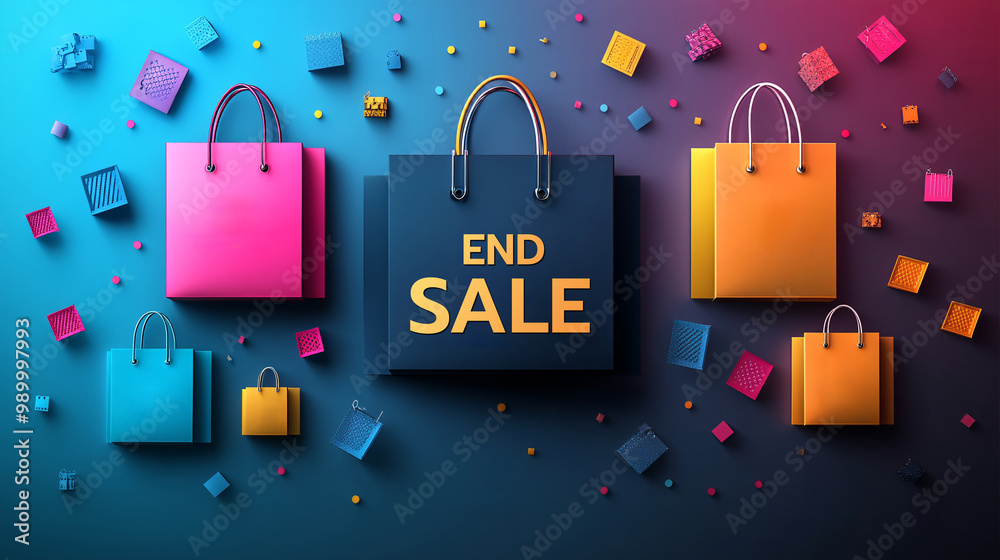 Aufkleber a colorful banner with bold text reading end of season sale in a modern vector style the illustratio