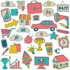 Business Plan Element in doodle style graphic illustration