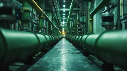 Obraz premium green energy pipeline for hydrogen fuel in an industrial plant showing sustainable solutions with clean technology and renewable energy practices supporting the future of low carbon emissions
