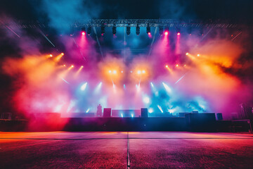 A Massive Wide Stage Set for a Performance at a Music Festival with an Electrifying Ambiance