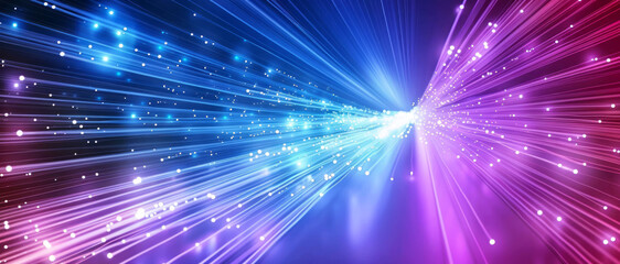 Obraz premium An abstract background with fiber optic cables in motion blur effect illustrates the concept of digital technology and high-speed internet.