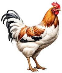 Fototapeta premium Chicken in a watercolor style set against a pure white solid background