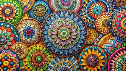 Vibrant Colored Zentangle Patterns for Relaxation and Creative Inspiration in Art and Design Projects