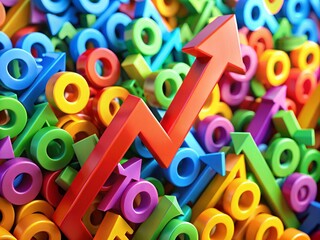 Fototapeta premium Vibrant Colorful Procenten Symbolizing Financial Growth and Success in Business and Investment Strategies
