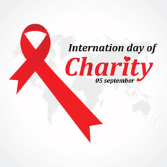 international day of charity .red ribbon .world map .Art & Illustration.