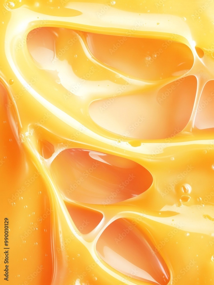 Poster minimalist melting cheese graph with liquid gold effect, blurred edges, and flowing forms
