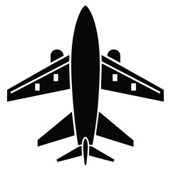 silhouette airplane . Art & Illustration.in white background .