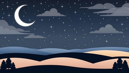 Crescent Moon Illuminating the Night Sky