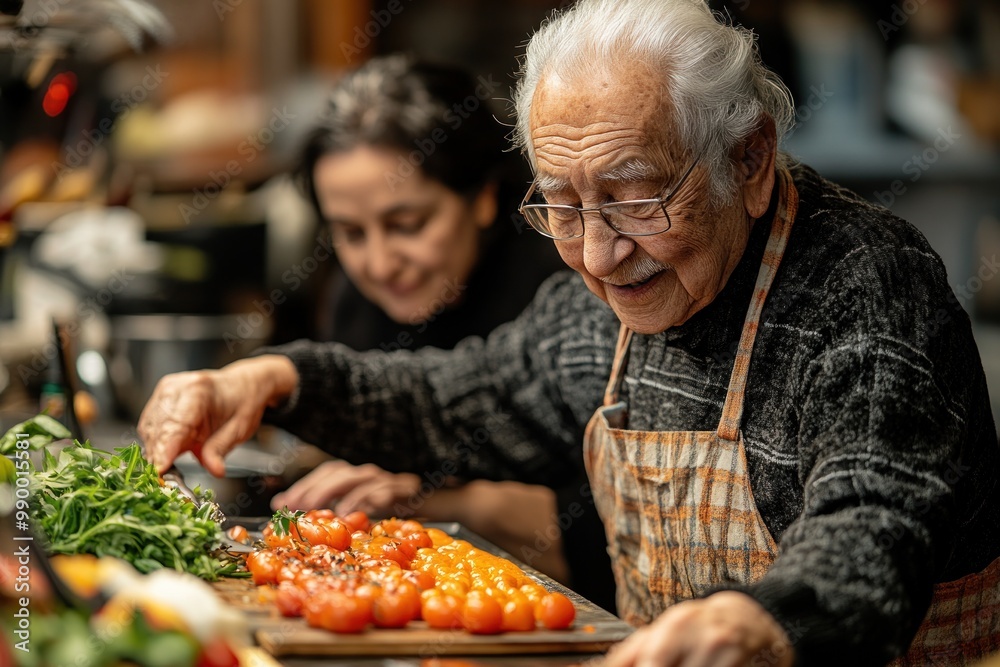 Sticker Elderly Man Cooking