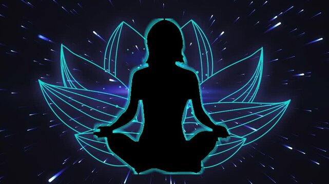 silhouette of a  women person in yoga position meditation