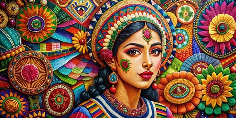 Obraz premium Vibrant Latino Art Piece Celebrating Culture Through Colorful Patterns and Intricate Designs