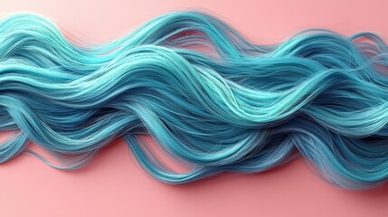 Abstract Blue Wavy Lines on Pink Background
