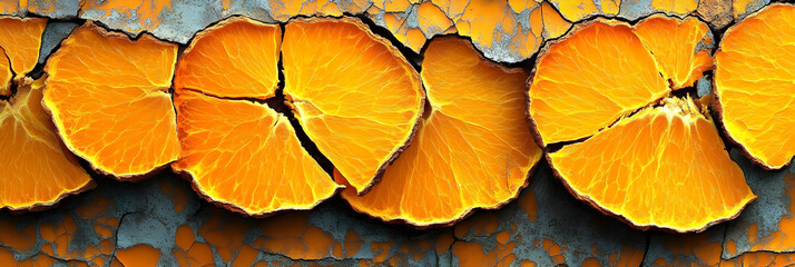 Vivid Orange Slices Arranged on a Textured Surface