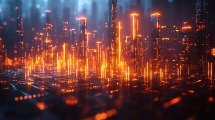 Obraz premium Futuristic Cityscape with Neon Lights