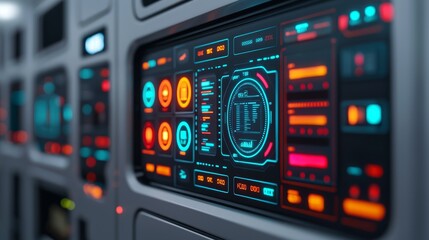 Fototapeta premium Futuristic Smart Home Control Panel with Advanced Technology Interface and Digital Display for Modern Living