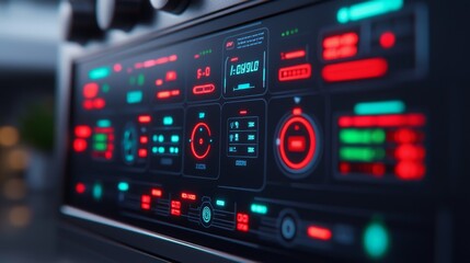 Obraz premium Futuristic Smart Home Control Panel with Advanced Technology Interface and Colorful Digital Display