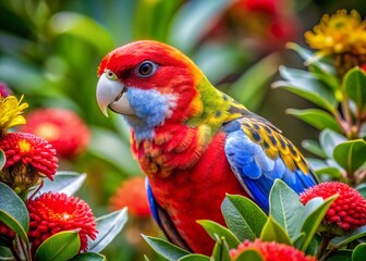 Vibrant Rosella Flower in Bloom Showcasing Stunning Petals and Lush Green Foliage Background