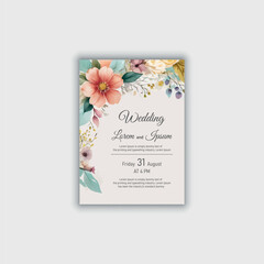 Obraz premium Vector hand drawn floral wedding invitation card